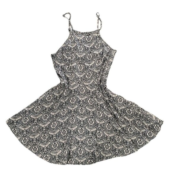 AF Abercrombie & Fitch Halter Neck Floral Skater Dress Sz L Black & White 134H - Picture 6 of 11